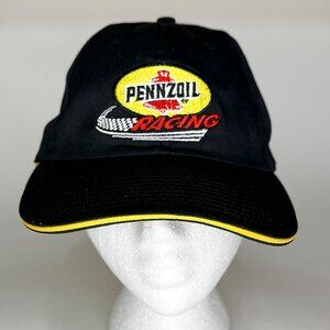 Pennzoil Racing Central Oil And Supply Adjustable Strapback Black Yellow Hat